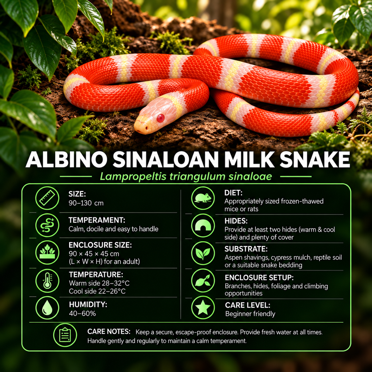 Albino Sinaloan Milk Snake #CP3 - Male