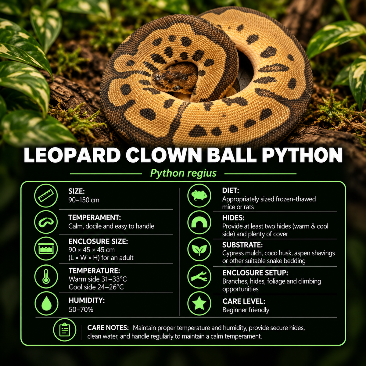 Leopard Clown Ball Python - Female
