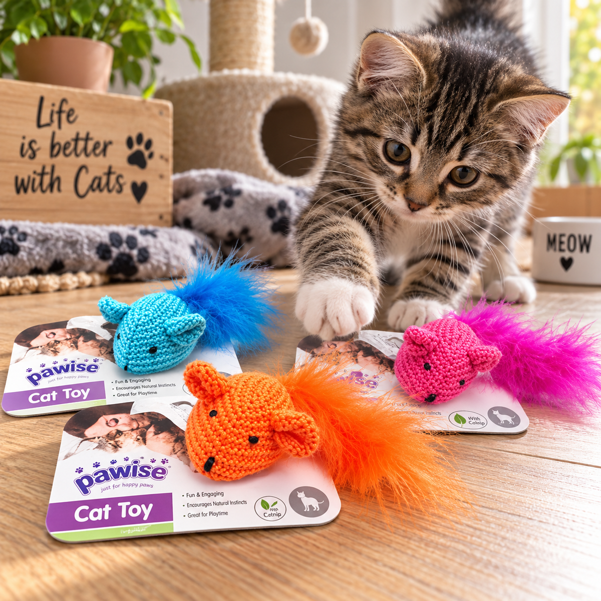 Pawise Wool Mice Toy