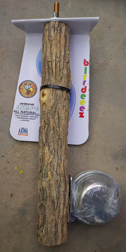 Akwa Natural Sekelbos Perch With Treat Bowl