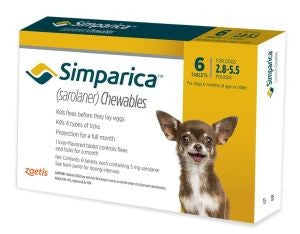 Simparica 5MG TABS 3'S (1.3kg - 2.5kg)