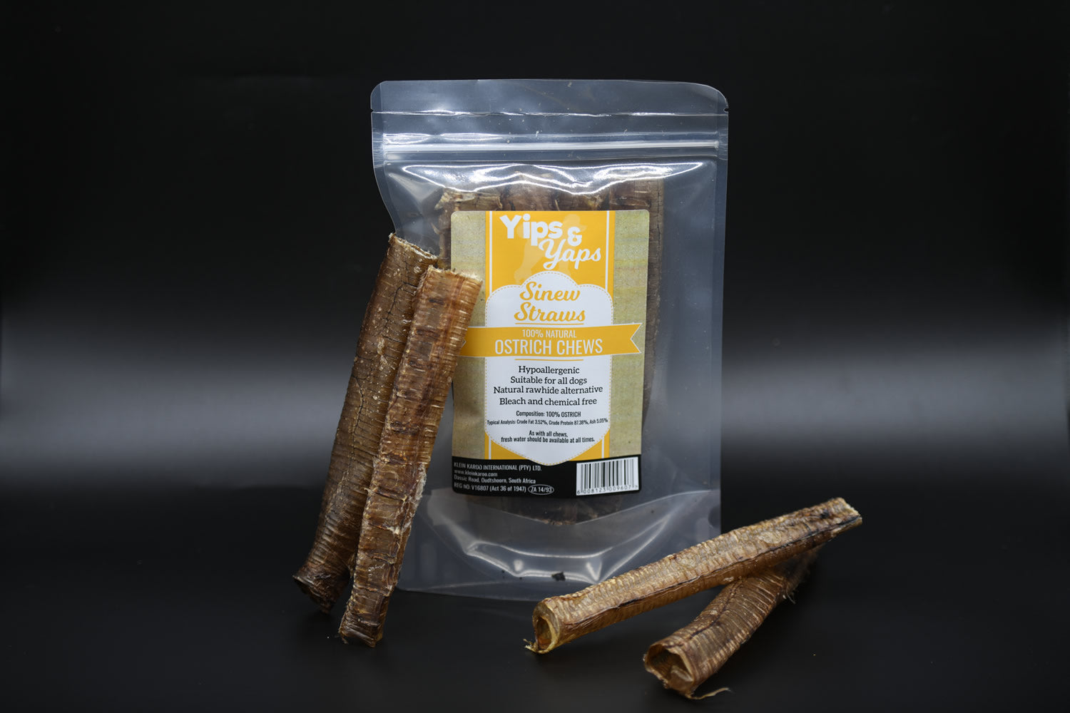 Yips & Yaps Pet Treats - Sinew Straws (Esophagus) 4pc