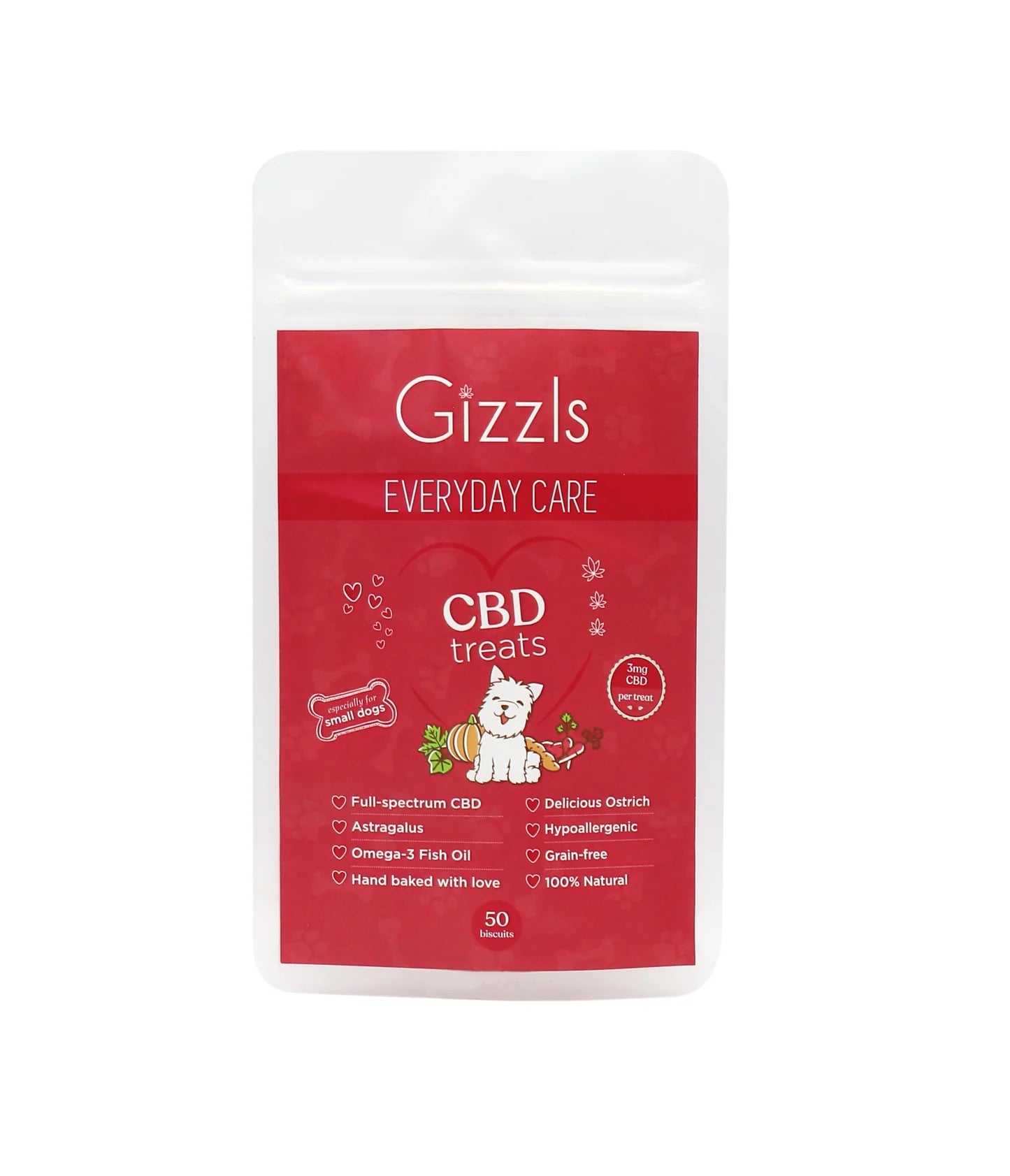 Gizzls Ostrich CBD Dog Treats (Small Breed)