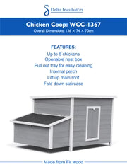 Wooden Chicken Coop for Up to 6 Chickens