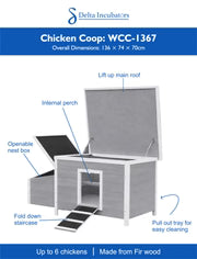 Wooden Chicken Coop for Up to 6 Chickens