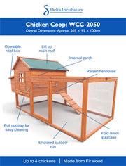 Delta Wooden Chicken Coop with Enclosed Run