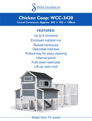 Delta Large Wooden Chicken Coop with Enclosed Run