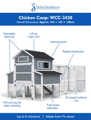 Delta Large Wooden Chicken Coop with Enclosed Run