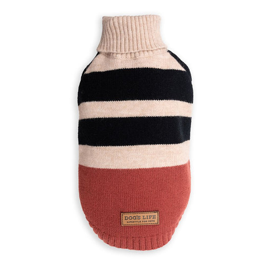 DLWN Polo Neck Striped Pullover (Brown)