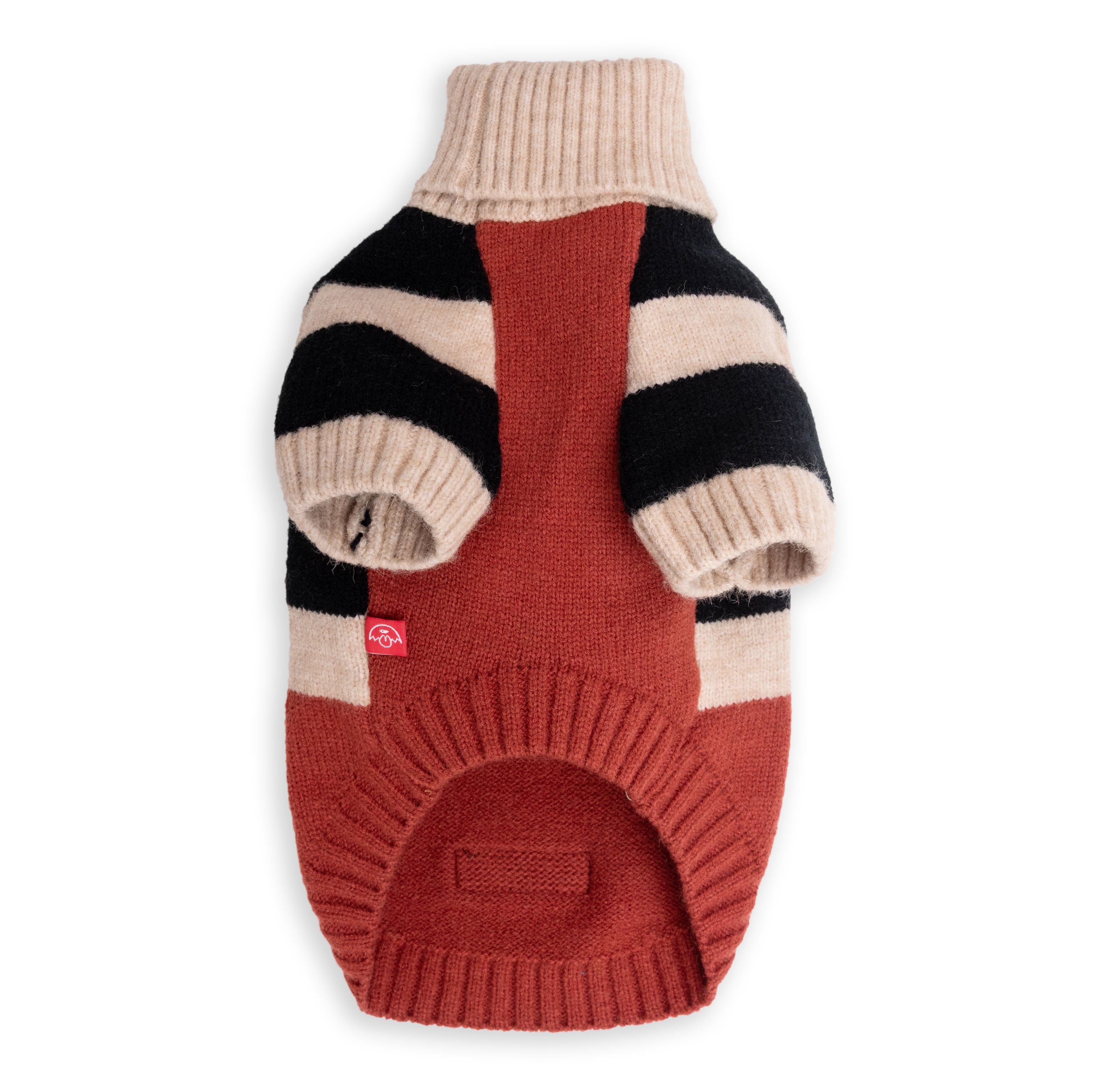 DLWN Polo Neck Striped Pullover (Brown)