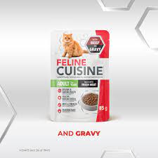 Feline Cuisine Beef in Gravy Pouches 85g