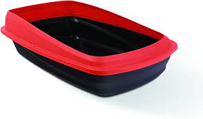 CL Rimmed Cat Pan Large Charcoal/Red