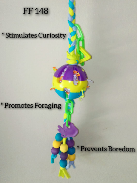 Foraging Ball on Rope Bird Toy
