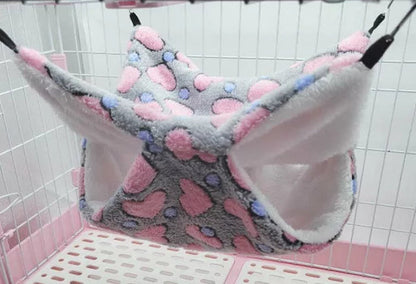 Hanging Fleece Hammock - Grey & Pink Heart Small