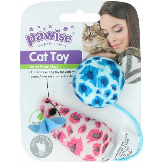 Pawise Cat Toy Mouse & Ball 2pc
