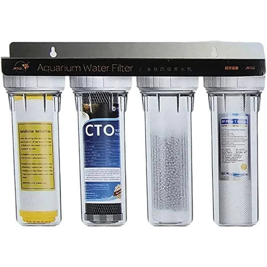 AQUARIUM WATER FILTER 4STAGES UNIT FOR DECHLORINATION & SOFTENED WATER