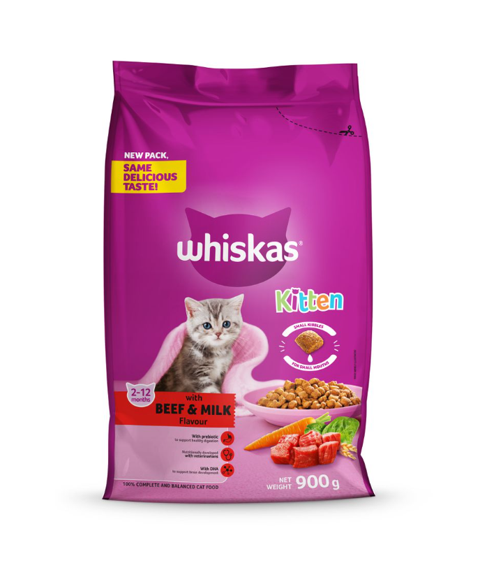 Whiskas Dry Kitten - Beef & Milk 900 G