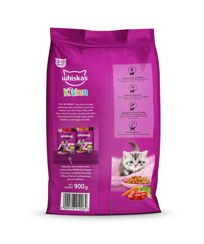 Whiskas Dry Kitten - Beef & Milk 900 G