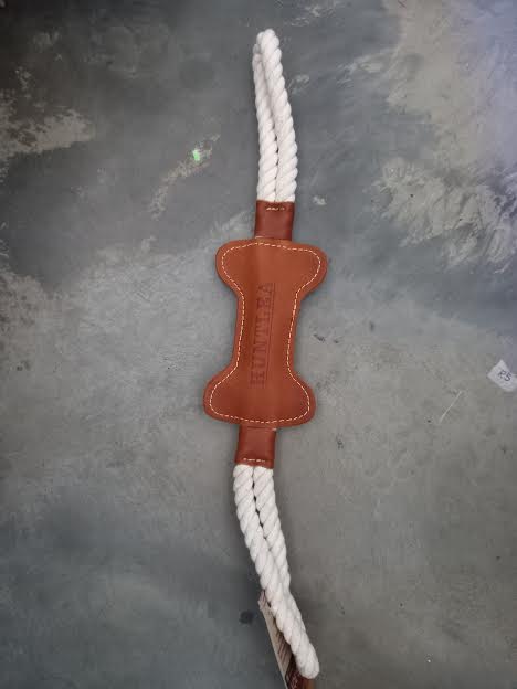 Huntlea Rope Tug With Leather Centre Bone Large