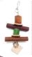 Parakeet wood & leather wafer with bell bird toy
