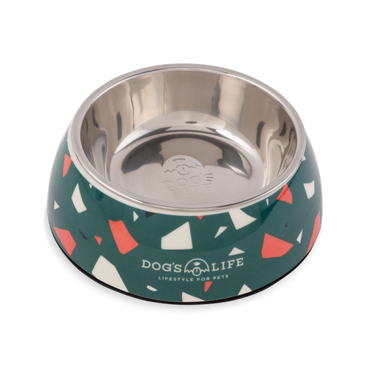 Dogs LIfe Melamine Stainless Steel Bowl Terrazzo