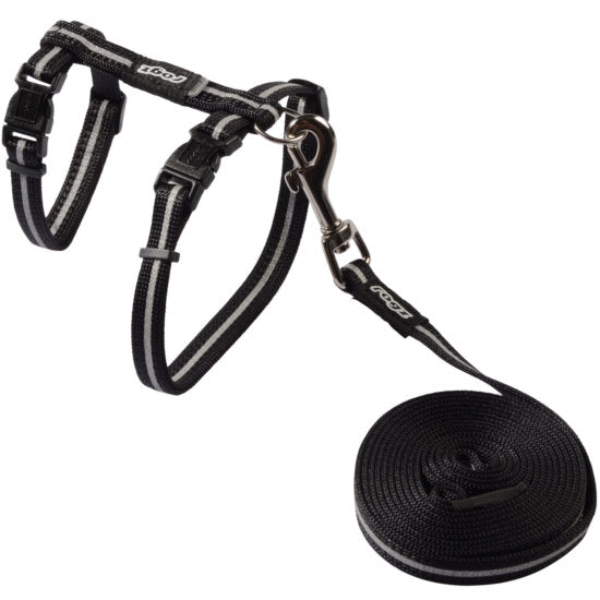 Rogz Alleycat Harness & Lead - Black