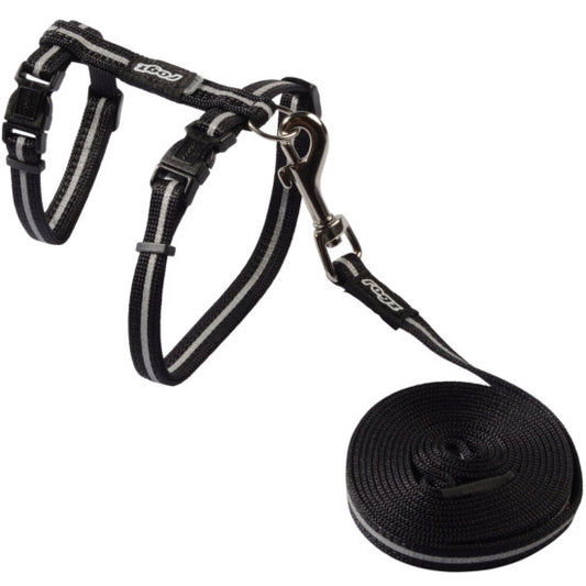 Rogz Alleycat Harness & Lead - Black