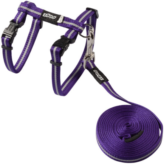 Rogz Alleycat Harness & Lead - Purple