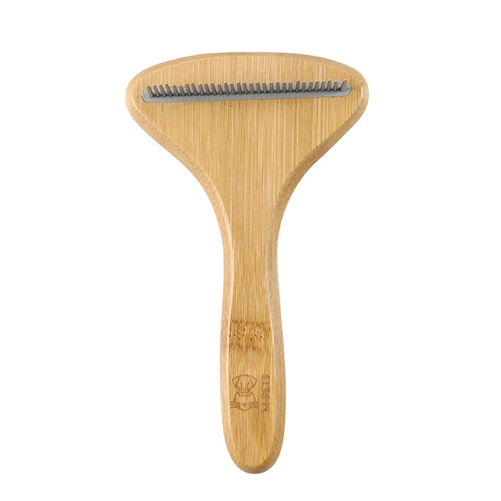 Mpets Bamboo Rake Comb With Rotating Teeth