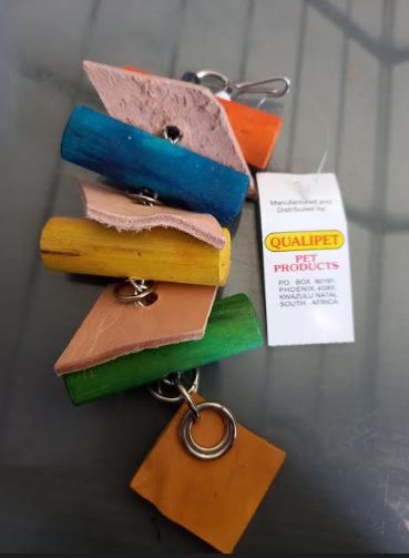 Wood & Leather wafer Bird Toy